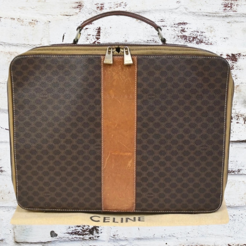 CELINE  Macadam Pattern Business Briefcase PVC / Leather In GUC Rare